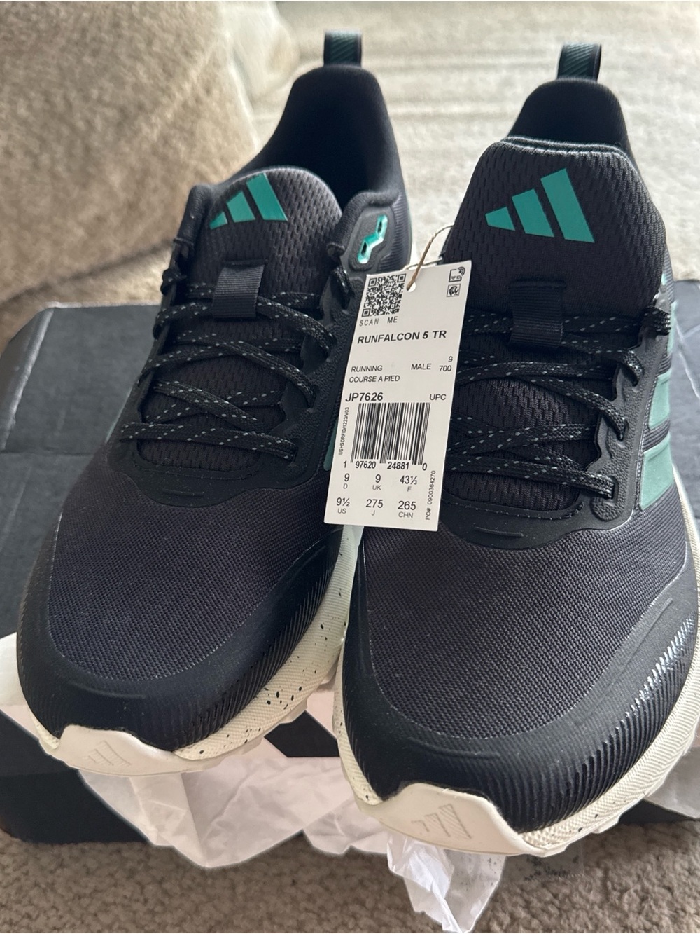 adidas Men's Black Sneakers with Teal Accents
